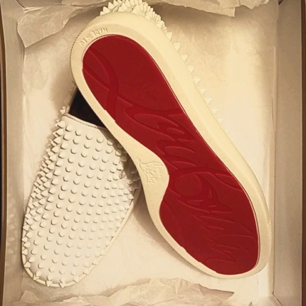 Christian Louboutin Boat Shoes With Studs White